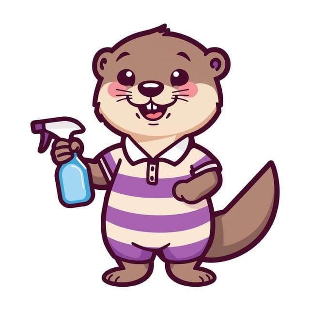 Purple Otter Cleaning mascot